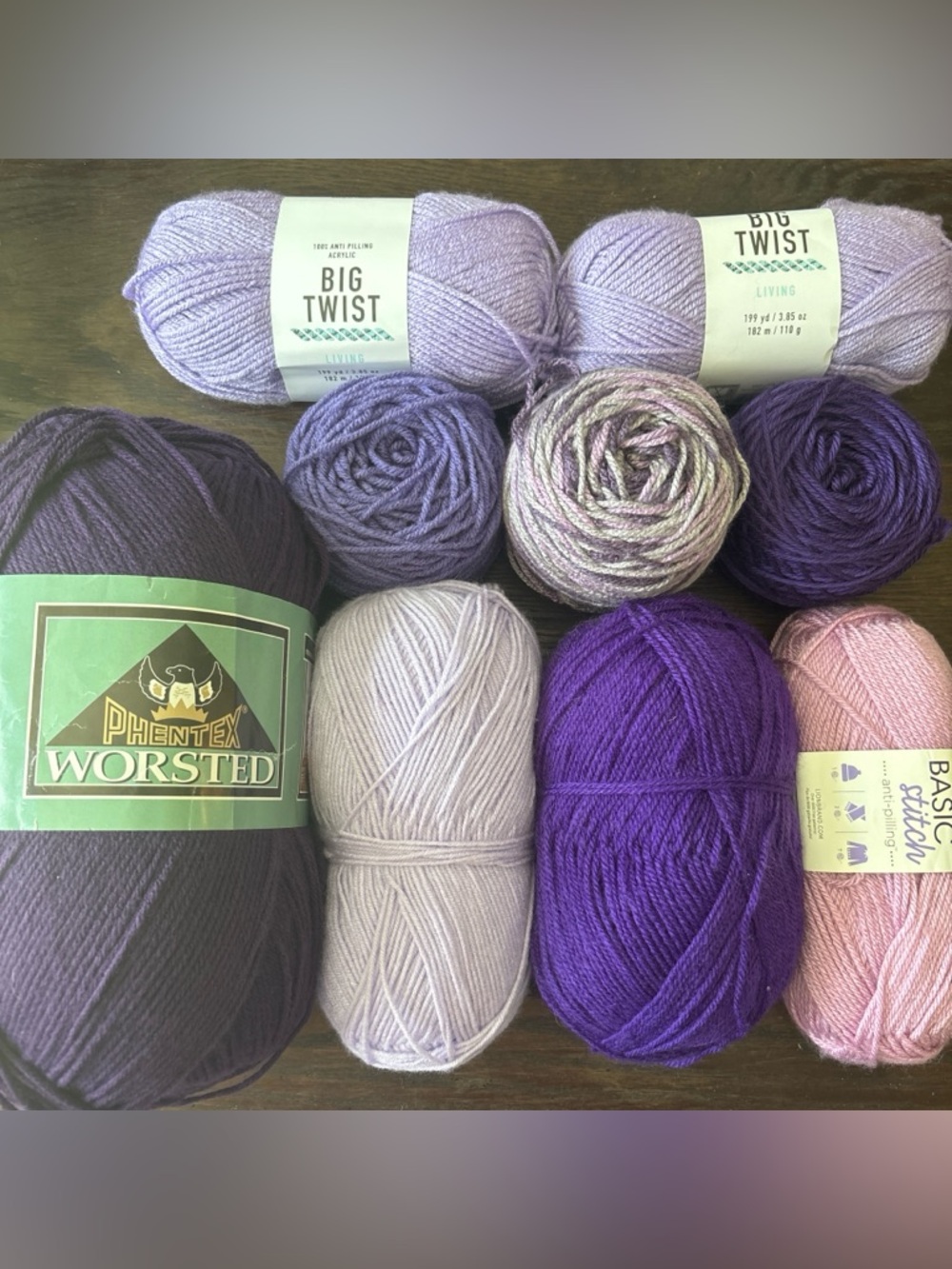 Assorted Purple & Lavender Yarn Bundle - Phentex Worsted + Labels